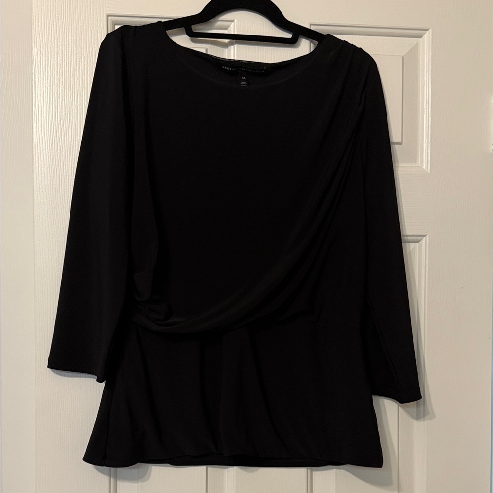 White House Black Market Draped Black Blouse